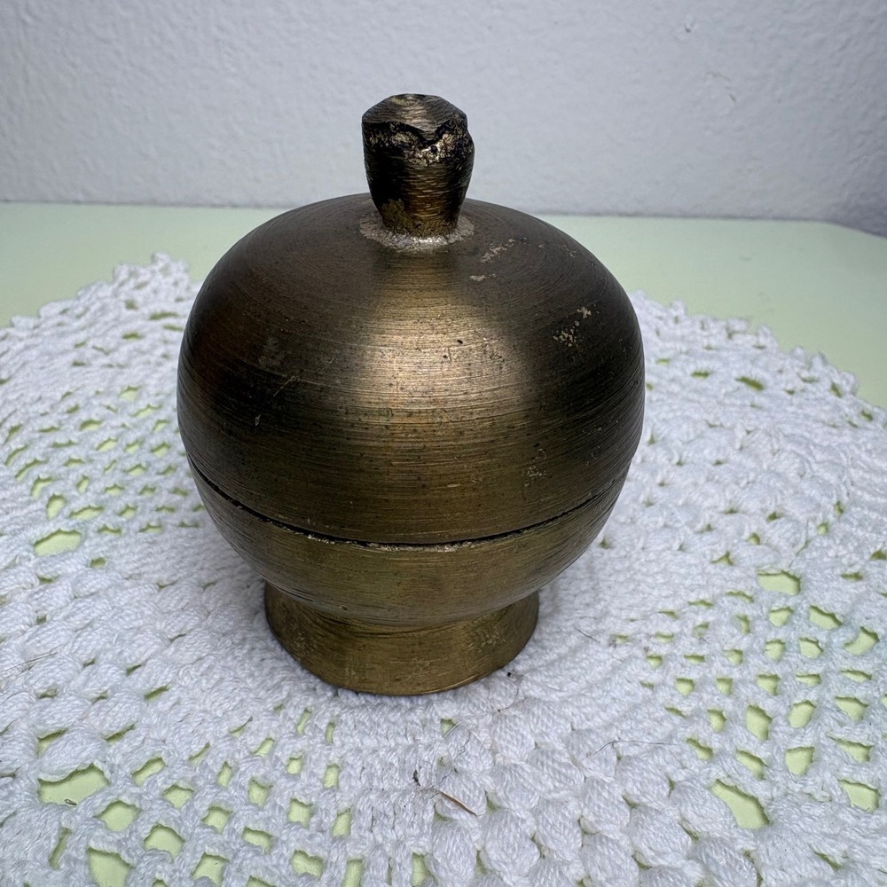Vintage Brass Lidded Trinket Box Dark Academia